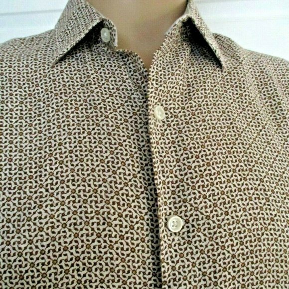 Mens 100% Linen Shirt sz M Neutral Beige Brown EUC - Picture 3 of 15